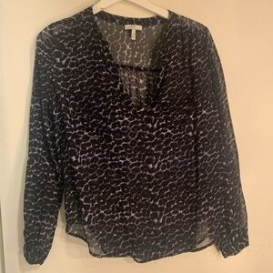 Joie animal print long sleeve tops in hues of black and blue. Opaque. Size med